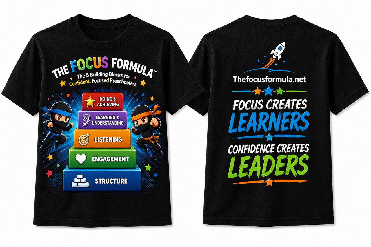 Black Focus Formula T-shirt front and back design